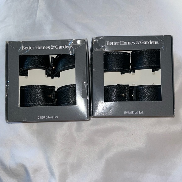 Better Homes And Gardens Black Faux Leather 8 Pc Napkin Rings - Picture 2 of 7